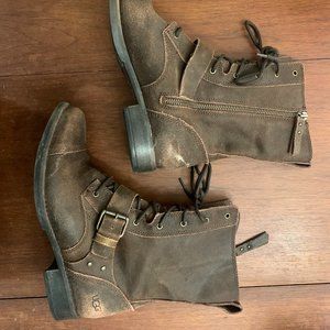 UGG Marela Suede Combat Boot - size 8.5